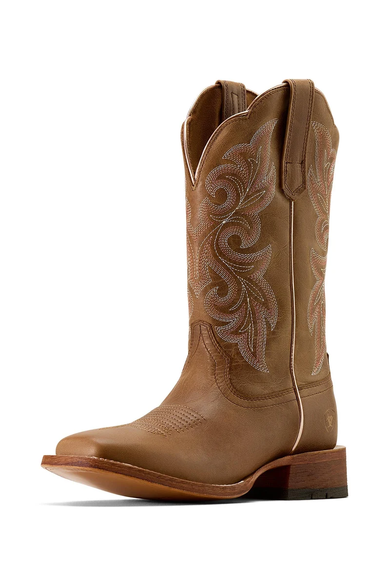 Damen County Lane Western Boots mit breiter eckiger Zehenpartie Natural Tan 37