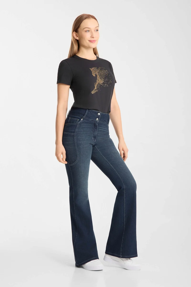Eleanor Damen-Bootcut-Jeans im Westernstil Dark Denim 40 Normal