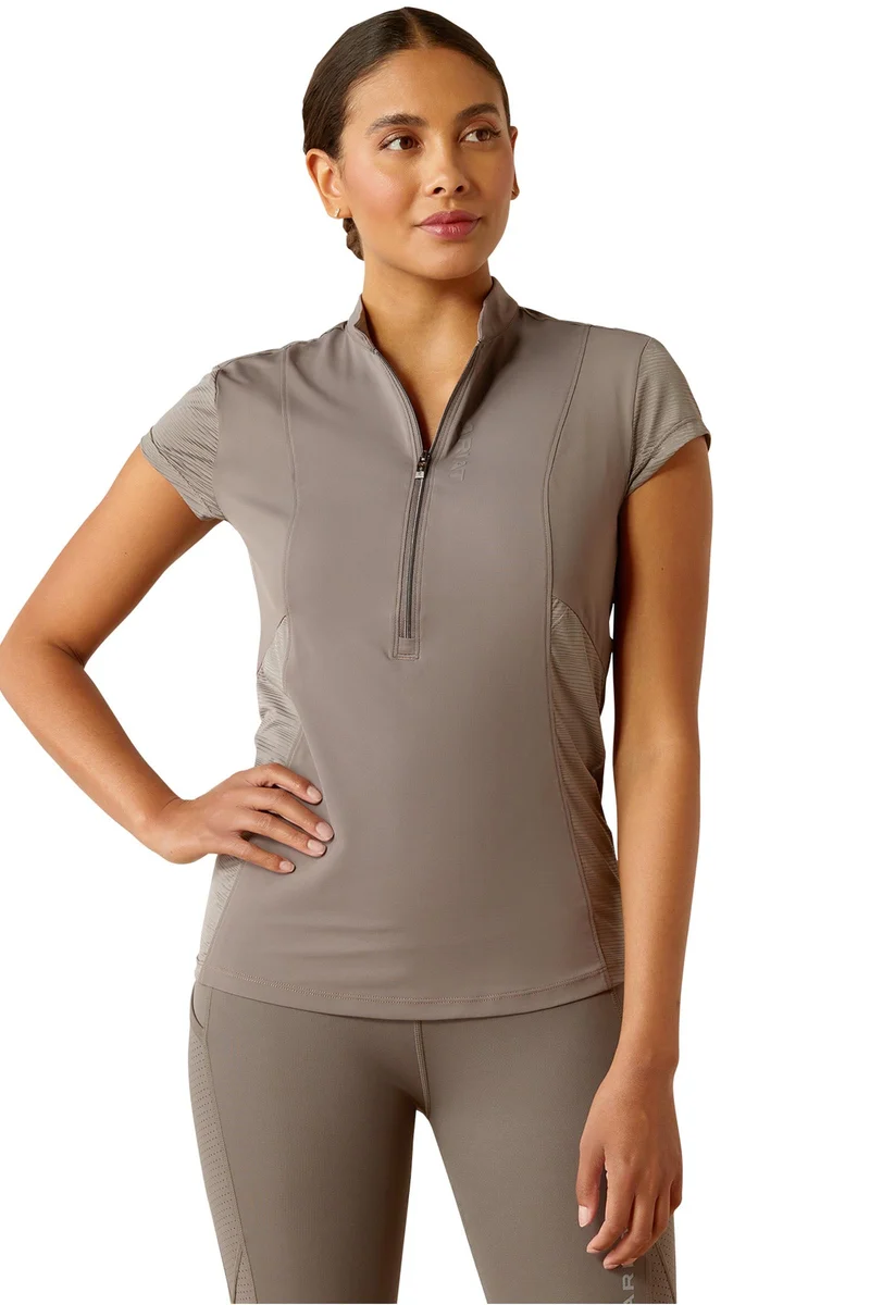 Breathe Damen Baselayer mit 1/2 Reißverschluss Plum Grey M