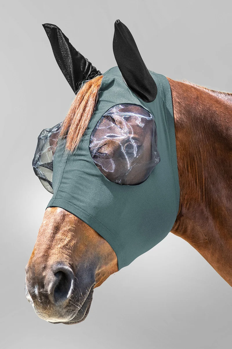 Puck Fliegenmaske mit Reißverschluss und UV-Schutz Pine Green WB