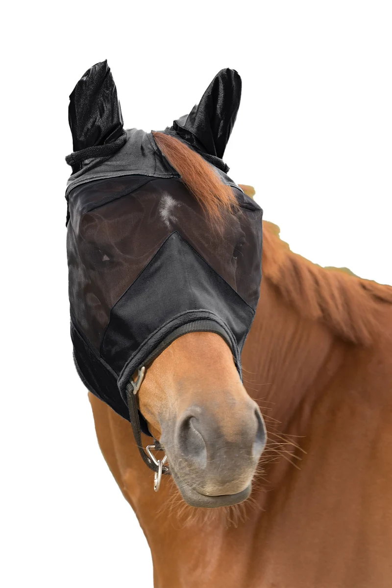 Premium Fliegenmaske mit Ohren Black WB