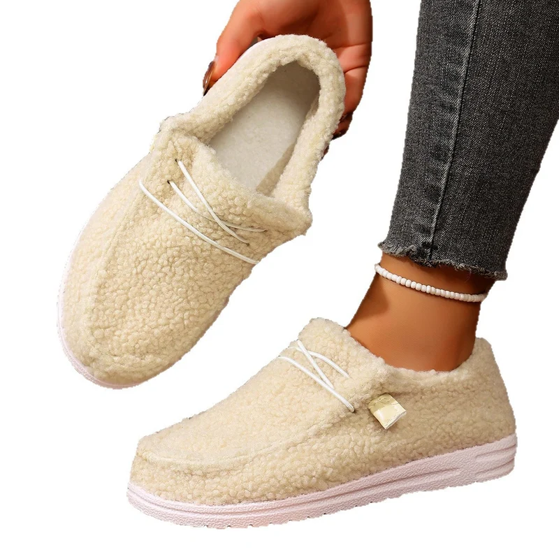 Damen Kuschelige Sherpa-Slipper mit flexibler Gummiaußensohle Drune