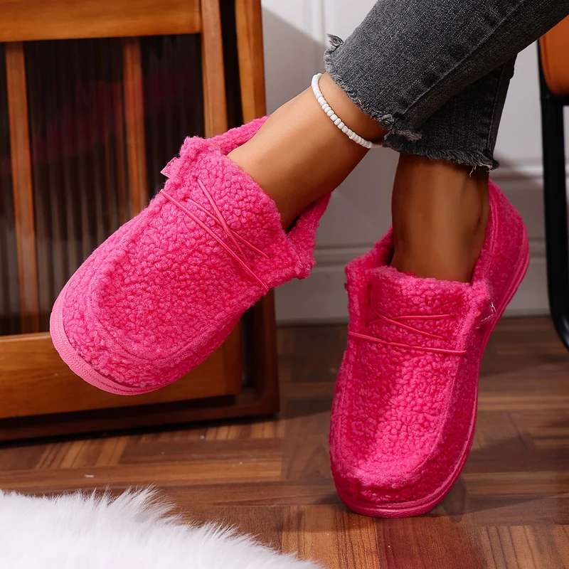 Damen Kuschelige Sherpa-Slipper mit flexibler Gummiaußensohle Drune