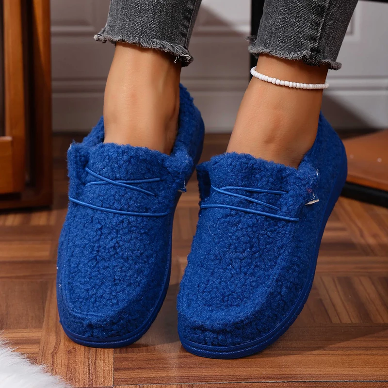 Damen Kuschelige Sherpa-Slipper mit flexibler Gummiaußensohle Drune