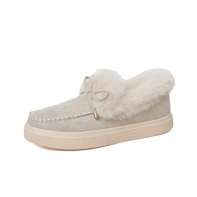 Damen Kuschel‑Mokassin‑Slipper mit hochfloriger Fellmanschette, dekorativer Steppnaht und leichtem Plateau‑Sohlenprofil Drune