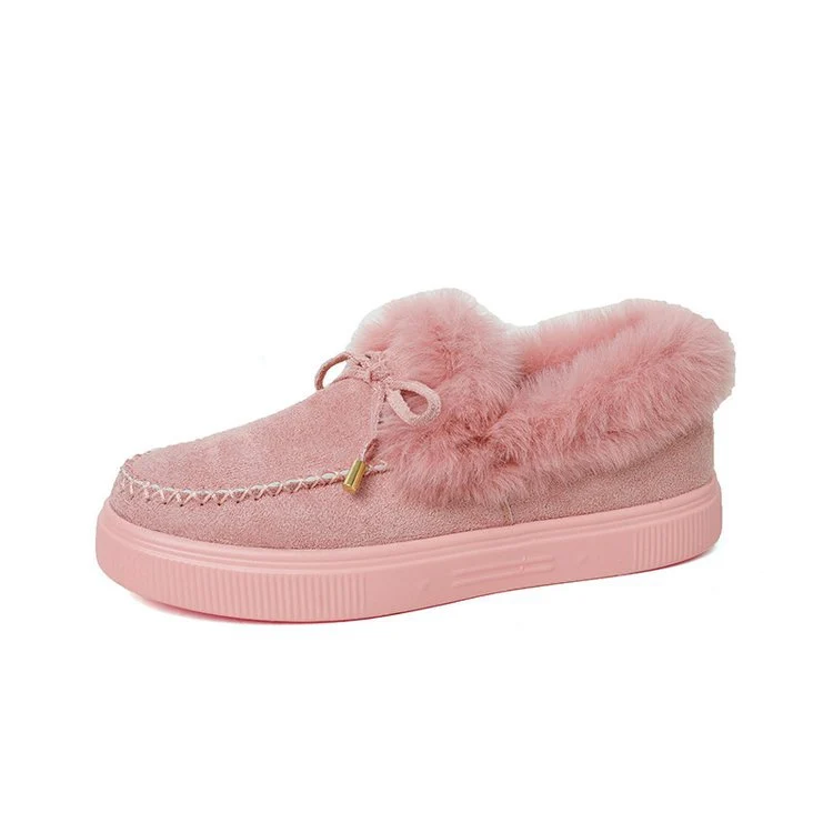 Damen Kuschel‑Mokassin‑Slipper mit hochfloriger Fellmanschette, dekorativer Steppnaht und leichtem Plateau‑Sohlenprofil Drune