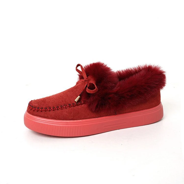 Damen Kuschel‑Mokassin‑Slipper mit hochfloriger Fellmanschette, dekorativer Steppnaht und leichtem Plateau‑Sohlenprofil Drune