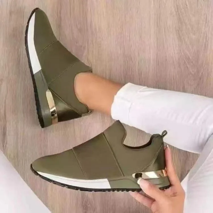 Damen Keil-Sneaker mit elastischem Schlupfdesign und metallischer Fersenkappe Drune