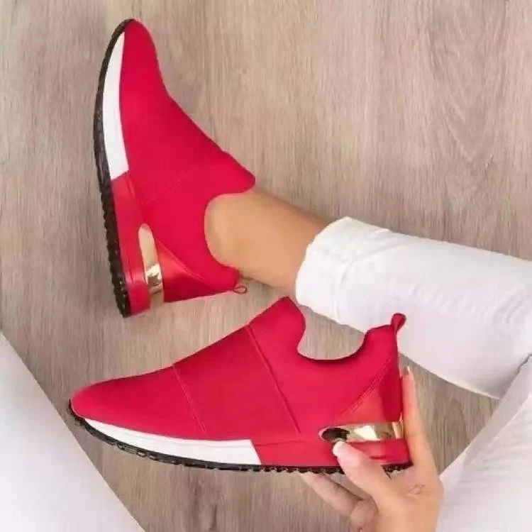 Damen Keil-Sneaker mit elastischem Schlupfdesign und metallischer Fersenkappe Drune