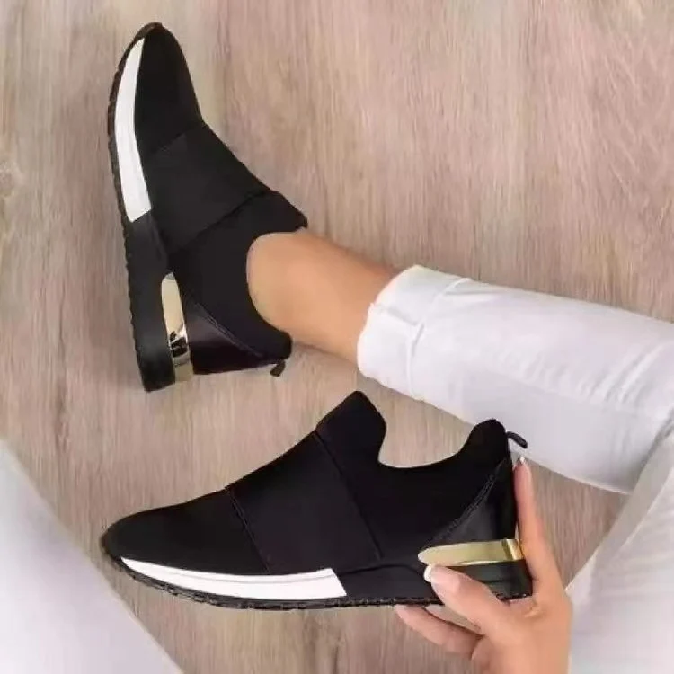 Damen Keil-Sneaker mit elastischem Schlupfdesign und metallischer Fersenkappe Drune
