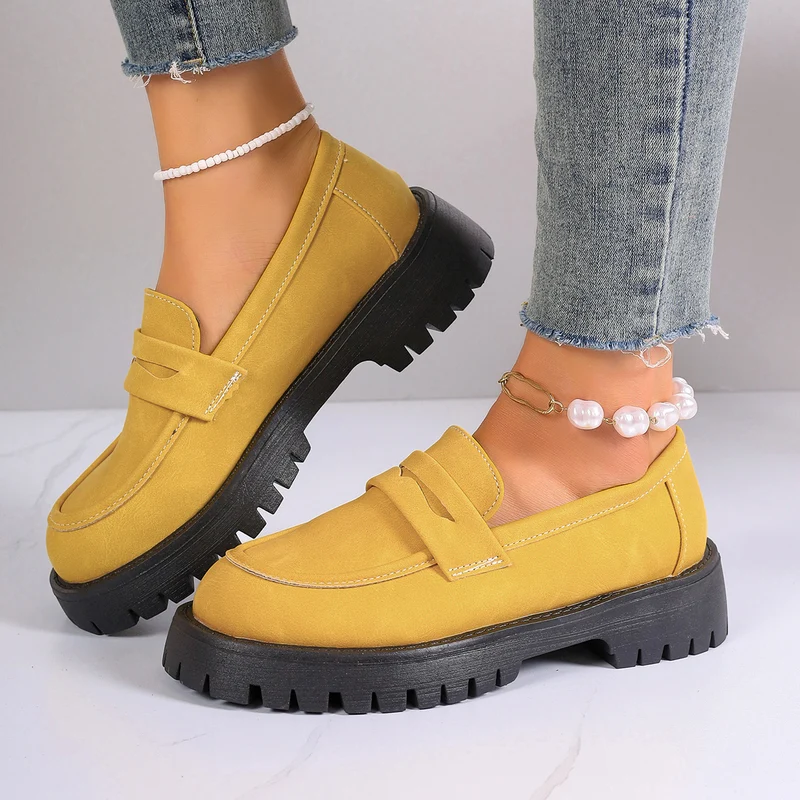 Damen Grobsohlen-Loafer in Veloursoptik mit Komfortfußbett Drune