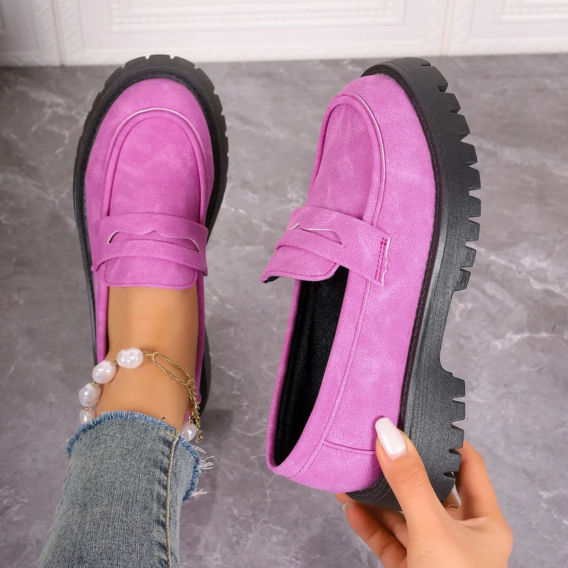 Damen Grobsohlen-Loafer in Veloursoptik mit Komfortfußbett Drune