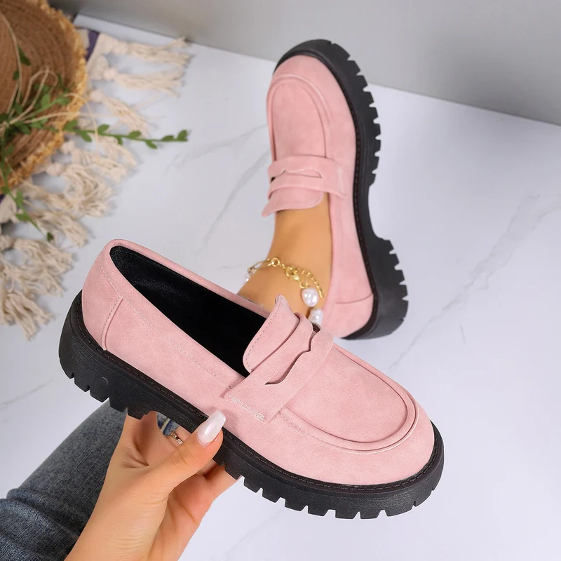 Damen Grobsohlen-Loafer in Veloursoptik mit Komfortfußbett Drune