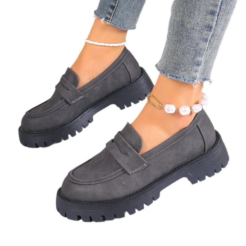 Damen Grobsohlen-Loafer in Veloursoptik mit Komfortfußbett Drune
