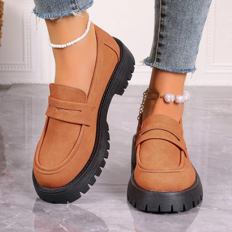 Damen Grobsohlen-Loafer in Veloursoptik mit Komfortfußbett Drune