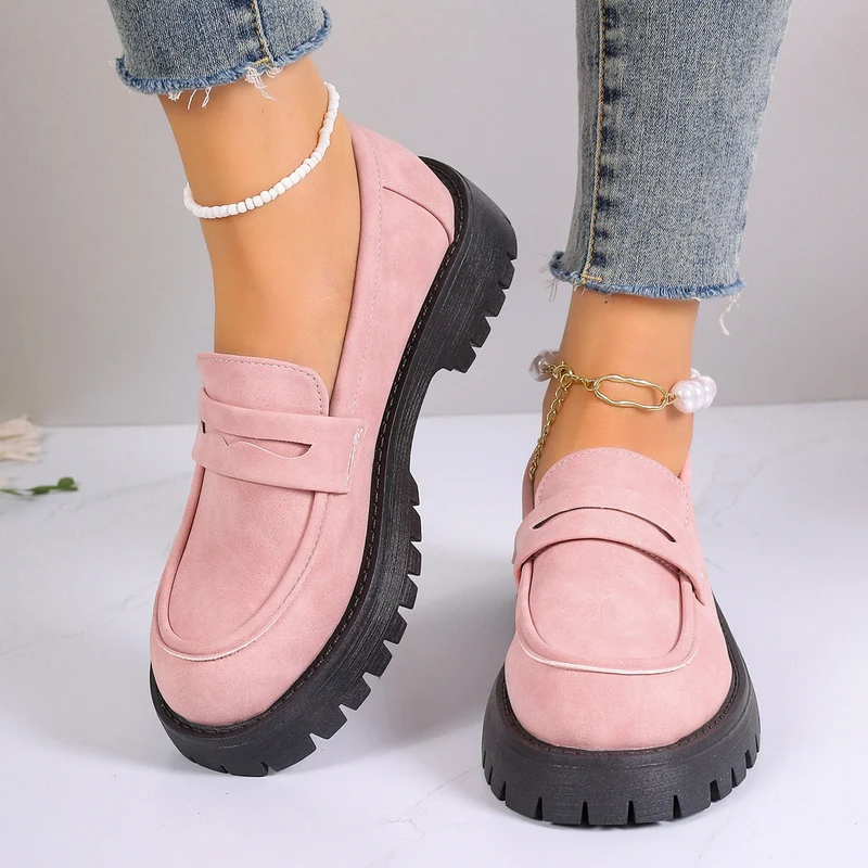 Damen Grobsohlen-Loafer in Veloursoptik mit Komfortfußbett Drune