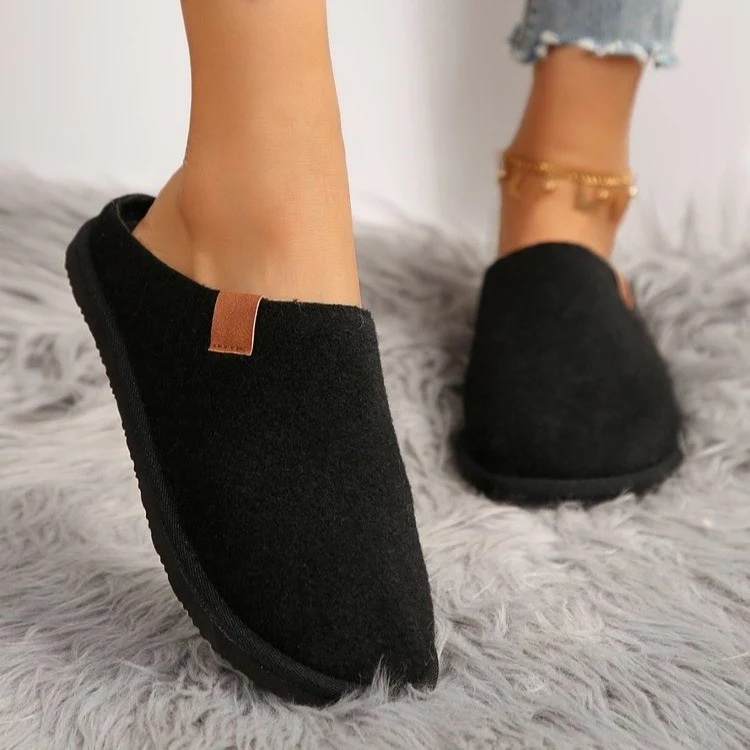 Damen Gefütterte Wolloptik-Hausschuh-Mules mit Teddyfutter und rutschfester Laufsohle Drune
