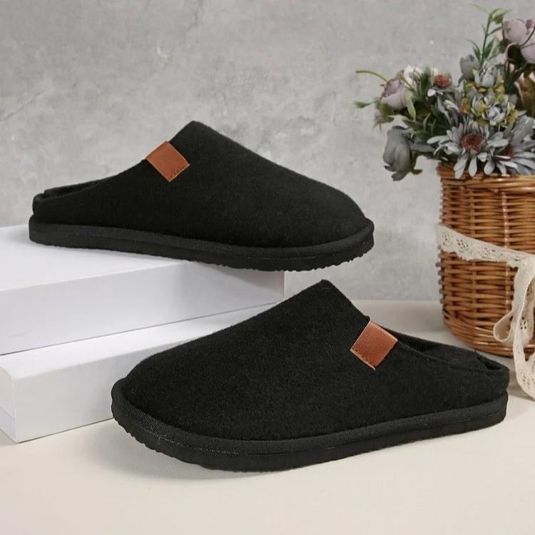 Damen Gefütterte Wolloptik-Hausschuh-Mules mit Teddyfutter und rutschfester Laufsohle Drune