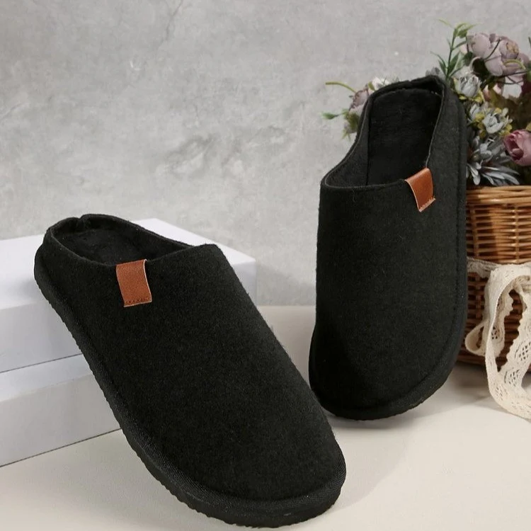 Damen Gefütterte Wolloptik-Hausschuh-Mules mit Teddyfutter und rutschfester Laufsohle Drune