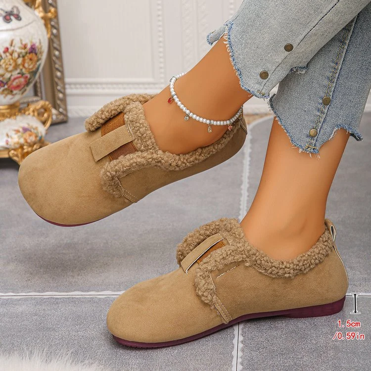Damen Gefütterte Velours‑Slipper mit Teddybesatz und flexibler Gummisohle Drune