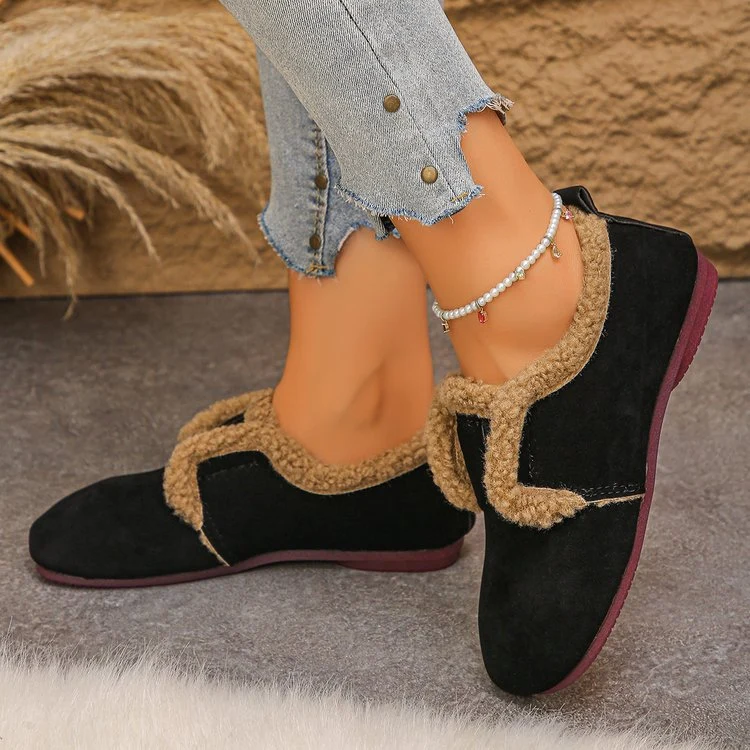 Damen Gefütterte Velours‑Slipper mit Teddybesatz und flexibler Gummisohle Drune