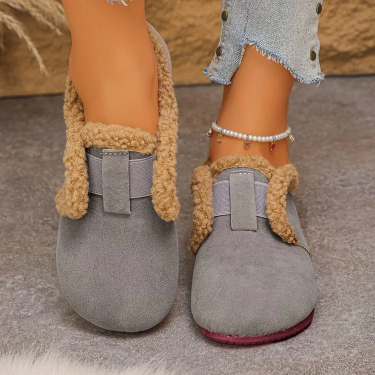 Damen Gefütterte Velours‑Slipper mit Teddybesatz und flexibler Gummisohle Drune