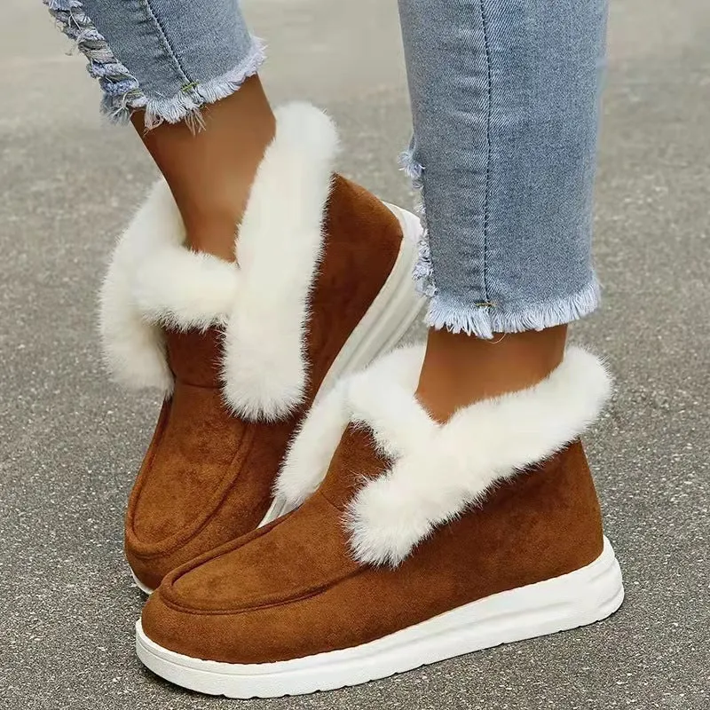 Damen Gefütterte Stiefeletten mit Kunstfellkragen und komfortabler Profilsohle Drune