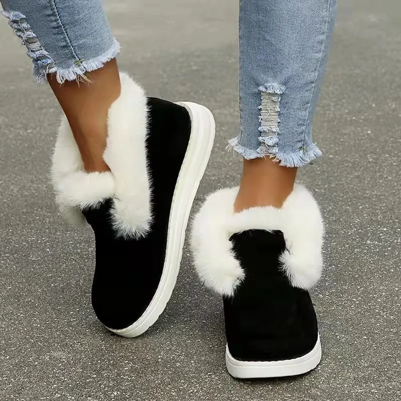 Damen Gefütterte Stiefeletten mit Kunstfellkragen und komfortabler Profilsohle Drune
