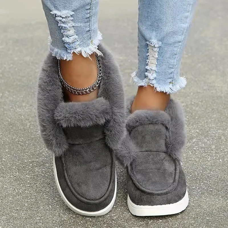 Damen Gefütterte Stiefeletten mit Kunstfellkragen und komfortabler Profilsohle Drune