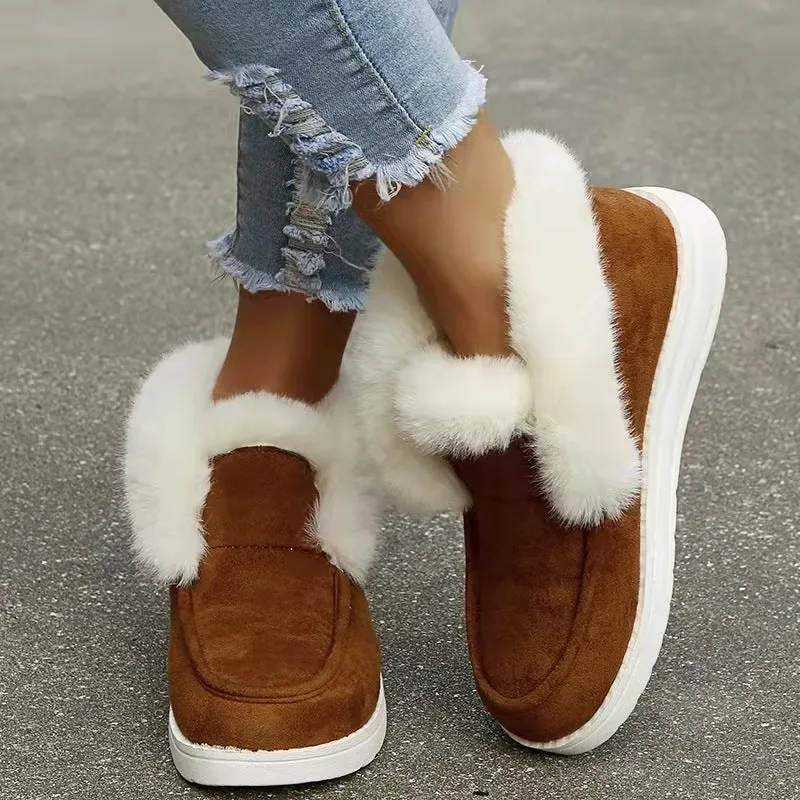 Damen Gefütterte Stiefeletten mit Kunstfellkragen und komfortabler Profilsohle Drune