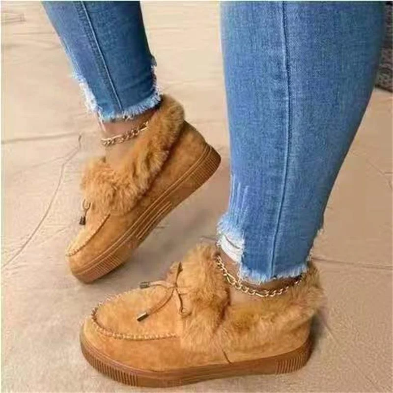 Damen Gefütterte Plateau‑Mokassin‑Sneaker mit Kunstfellkragen und dämpfender Plateausohle Drune