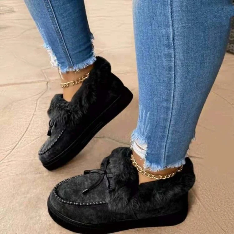Damen Gefütterte Plateau‑Mokassin‑Sneaker mit Kunstfellkragen und dämpfender Plateausohle Drune