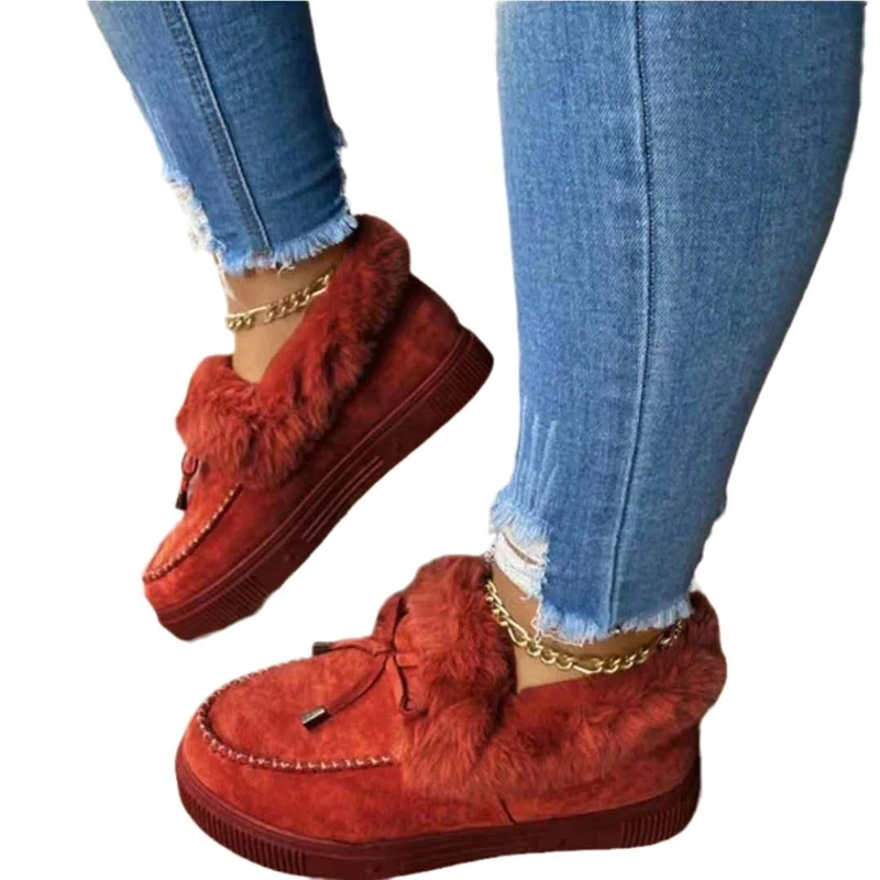 Damen Gefütterte Plateau‑Mokassin‑Sneaker mit Kunstfellkragen und dämpfender Plateausohle Drune