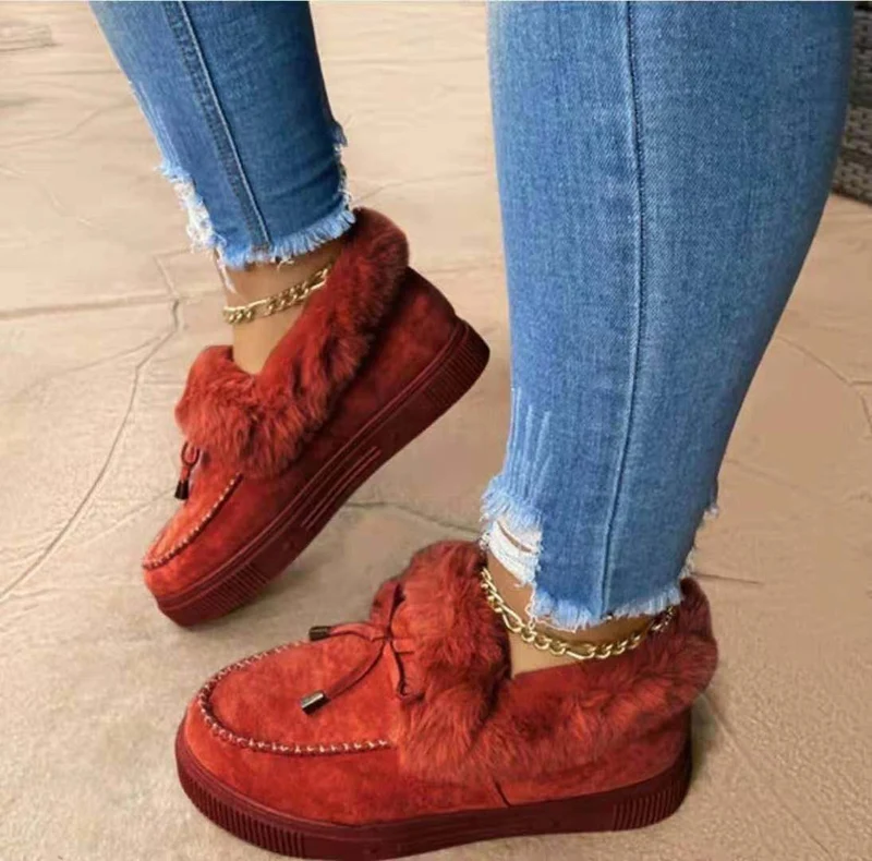 Damen Gefütterte Plateau‑Mokassin‑Sneaker mit Kunstfellkragen und dämpfender Plateausohle Drune