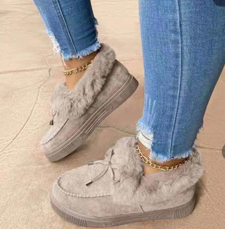Damen Gefütterte Plateau‑Mokassin‑Sneaker mit Kunstfellkragen und dämpfender Plateausohle Drune