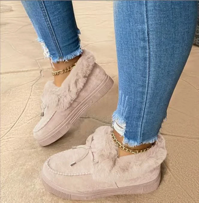 Damen Gefütterte Plateau‑Mokassin‑Sneaker mit Kunstfellkragen und dämpfender Plateausohle Drune