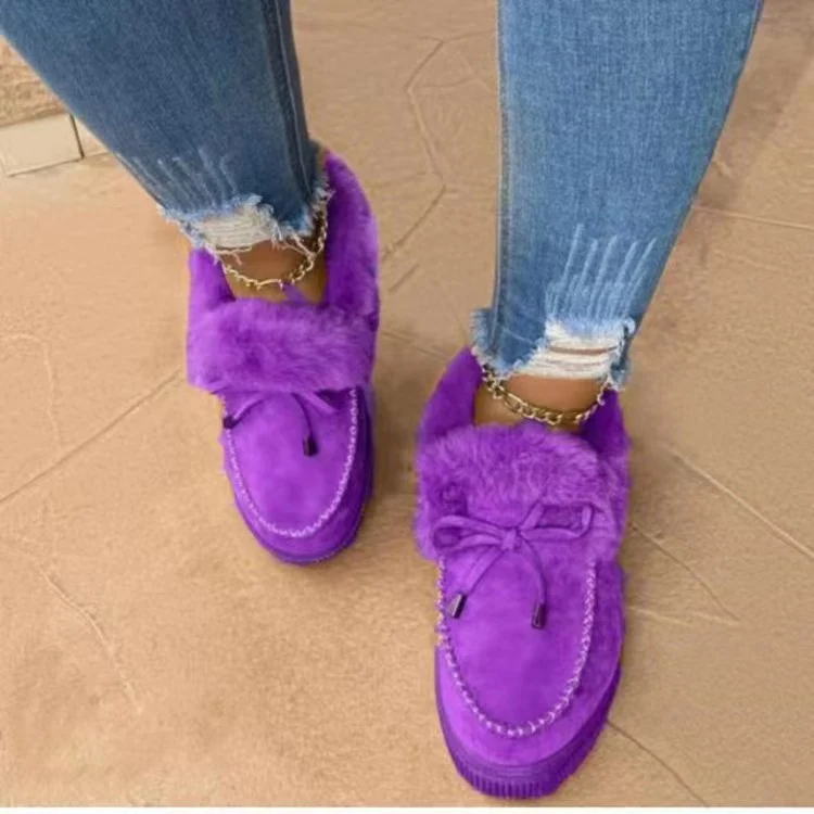 Damen Gefütterte Plateau‑Mokassin‑Sneaker mit Kunstfellkragen und dämpfender Plateausohle Drune