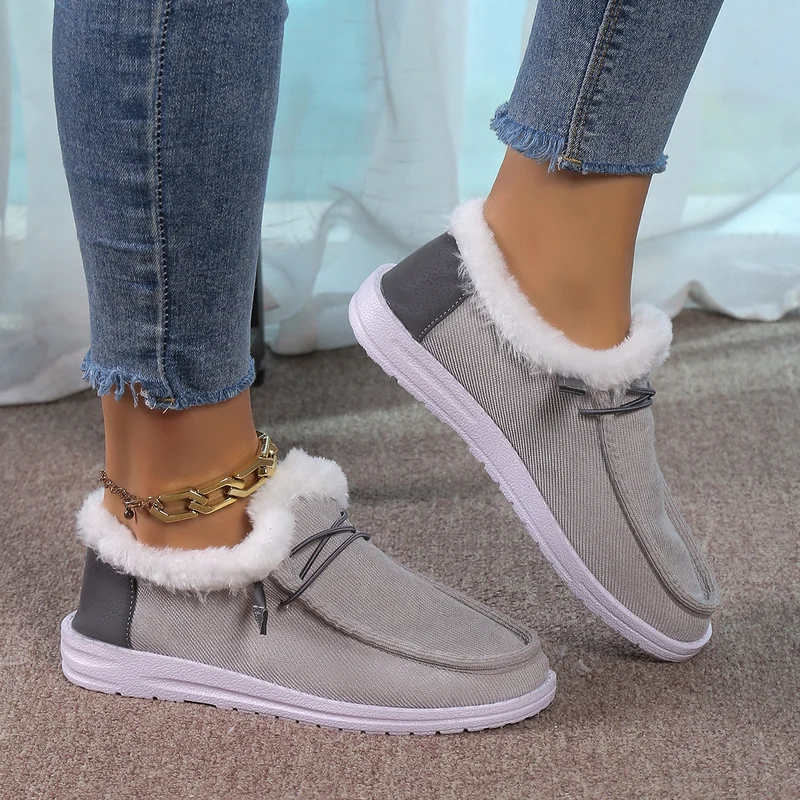 Damen Gefütterte Mokassin-Slipper mit Teddyfutter und profilierter Gummisohle Drune