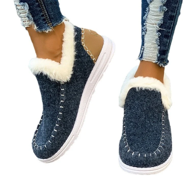 Damen Gefütterte Moccasin‑Sneaker in Wolloptik mit Teddyfutter und Ziernaht Drune