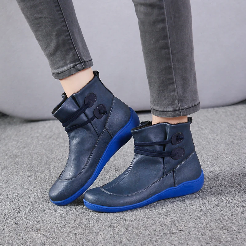 Damen Gefütterte Komfort-Ankleboots mit elastischer Schnürung und gedämpfter Gummisohle Drune