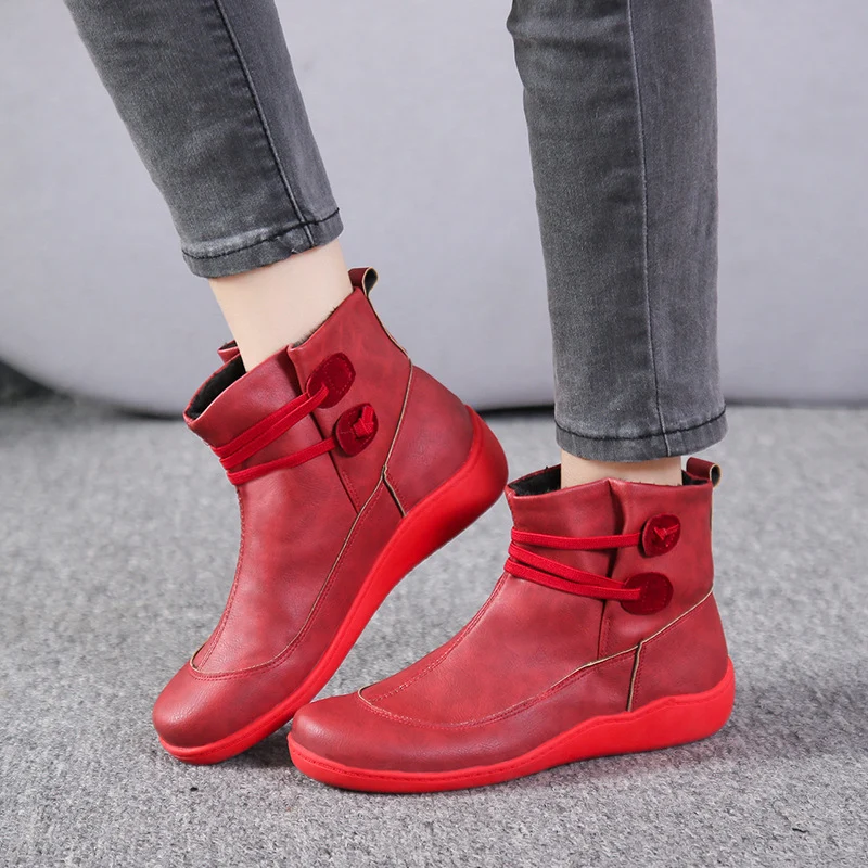 Damen Gefütterte Komfort-Ankleboots mit elastischer Schnürung und gedämpfter Gummisohle Drune