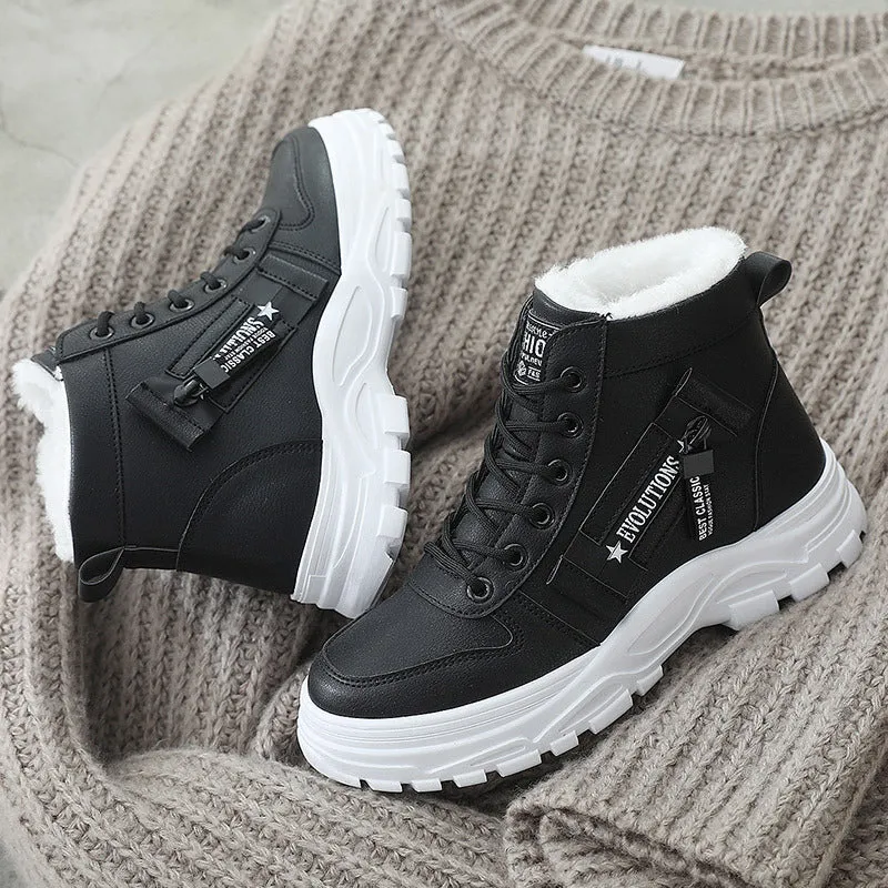 Damen Gefütterte High‑Top Winterboots mit Teddyfutter, robuster Lug‑Sohle und Schnürung Drune