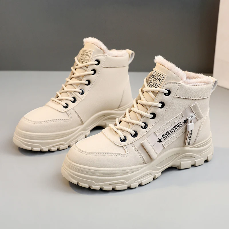 Damen Gefütterte High‑Top Winterboots mit Teddyfutter, robuster Lug‑Sohle und Schnürung Drune