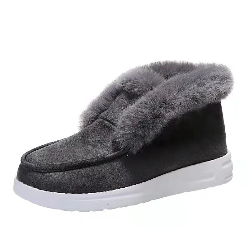 Damen Gefütterte Hausstiefel mit Kunstfell-Kragen und rutschfester Gummisohle Drune