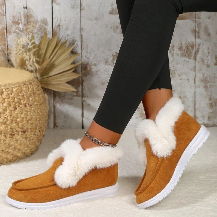 Damen Gefütterte Hausstiefel mit Kunstfell-Kragen und rutschfester Gummisohle Drune