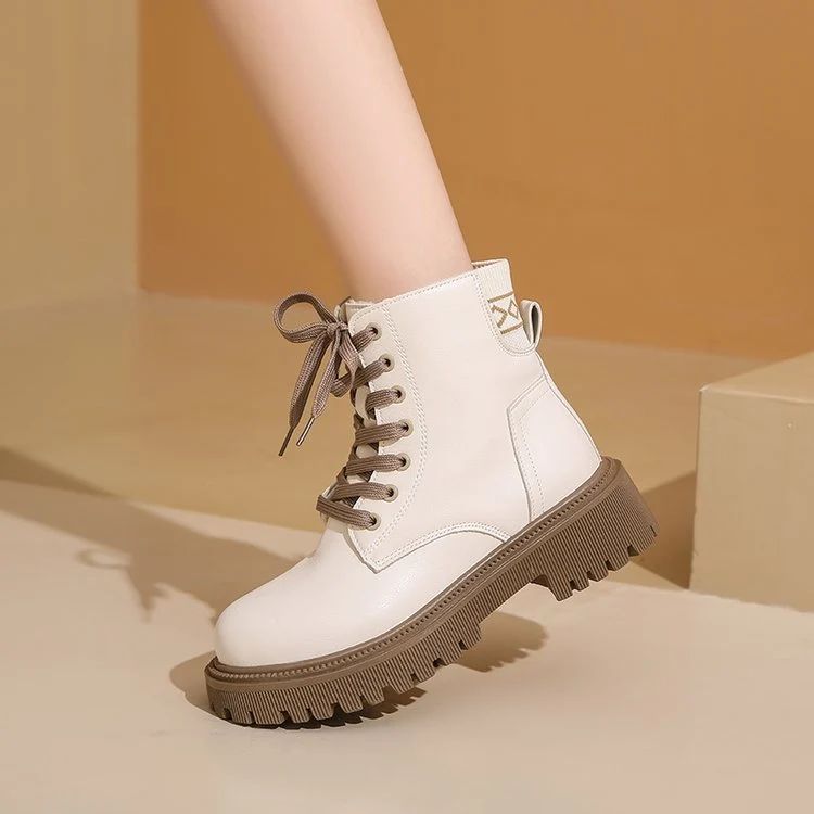 Damen Gefütterte Chunky-Lug-Ankleboots mit Schnürung und profilierter Gummisohle Drune