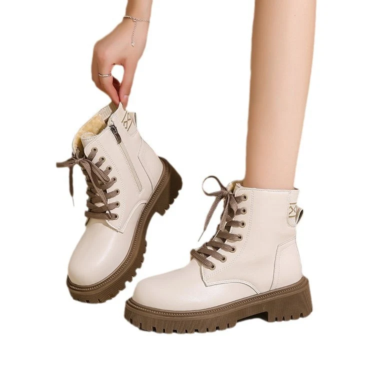 Damen Gefütterte Chunky-Lug-Ankleboots mit Schnürung und profilierter Gummisohle Drune