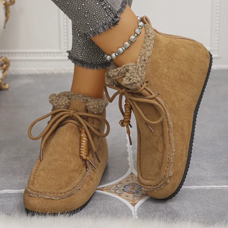 Damen Gefütterte Ankle-Boots im Mokassinstil mit Teddyfutter und profilierter Gummisohle Drune