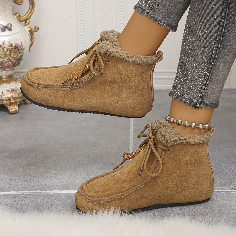 Damen Gefütterte Ankle-Boots im Mokassinstil mit Teddyfutter und profilierter Gummisohle Drune