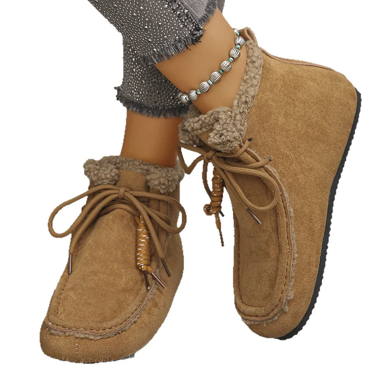 Damen Gefütterte Ankle-Boots im Mokassinstil mit Teddyfutter und profilierter Gummisohle Drune